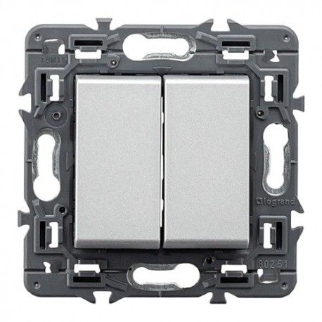 DOBLE INTERRUPTOR 1P 10A ALUMINIO LEGRAND VALENA NEXT 741344