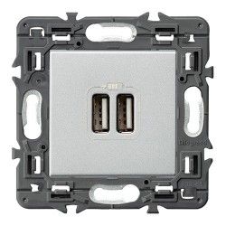 CARGADOR DOBLE USB ALUMINIO LEGRAND VALENA NEXT 741331