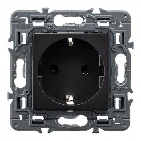 BASE DE ENCHUFE DARK 2P+T 16A EMBORNAMIENTO TORNILLOS LEGRAND VALENA NEXT 741420