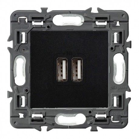 CARGADOR DOBLE USB DARK LEGRAND VALENA NEXT 741431