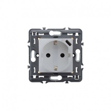 BASE DE ENCHUFE ALUMINIO 2P+T 16A + USB TIPO C EMBORNAMIENTO TORNILLOS LEGRAND VALENA NEXT 741334