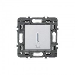 PULSADOR ALUMINIO ILUMINABLE CON SIMBOLO CAMPANA LEGRAND VALENA NEXT 741359