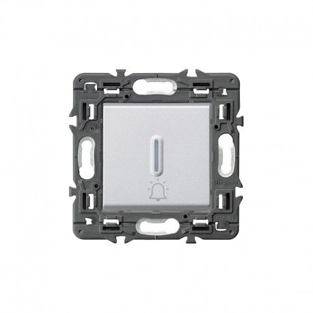 PULSADOR ALUMINIO ILUMINABLE CON SIMBOLO CAMPANA LEGRAND VALENA NEXT 741359