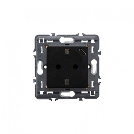 BASE DE ENCHUFE DARK 2P+T 16A + USB TIPO C EMBORNAMIENTO TORNILLOS LEGRAND VALENA NEXT 741434