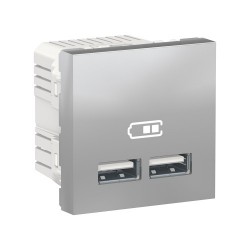 CARGADOR PARA USB DOBLE ALUMINIO 2.1A SCHNEIDER UNICA NEW NU341830