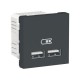 CARGADOR PARA USB DOBLE ANTRACITA 2.1A SCHNEIDER UNICA NEW NU341854
