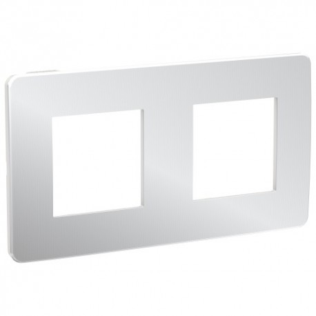 MARCO 2 ELEMENTOS STUDIO METAL ALUMINIO-BLANCO SCHNEIDER NEW UNICA NU280455