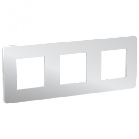 MARCO 3 ELEMENTOS STUDIO METAL ALUMINIO-BLANCO SCHNEIDER NEW UNICA NU280655