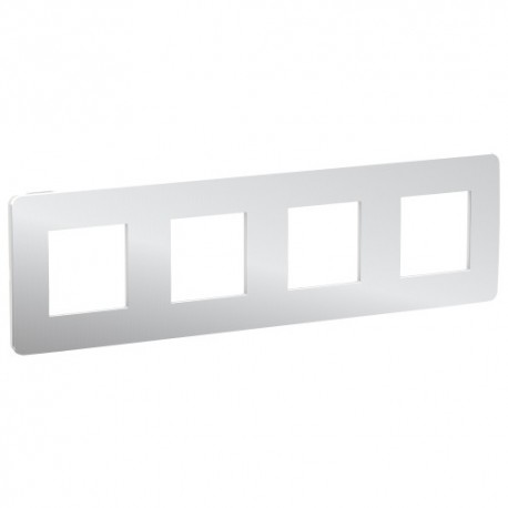 MARCO 4 ELEMENTOS STUDIO METAL ALUMINIO-BLANCO SCHNEIDER NEW UNICA NU280855