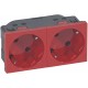 BASE DE ENCHUFE DOBLE ROJA 2P+T 16A LEGRAND MOSAIC 077272