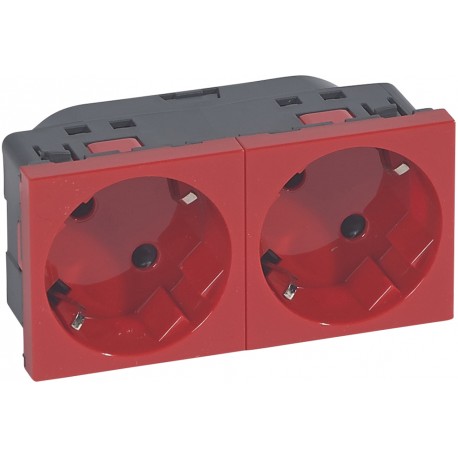 BASE DE ENCHUFE DOBLE ROJA 2P+T 16A LEGRAND MOSAIC 077272