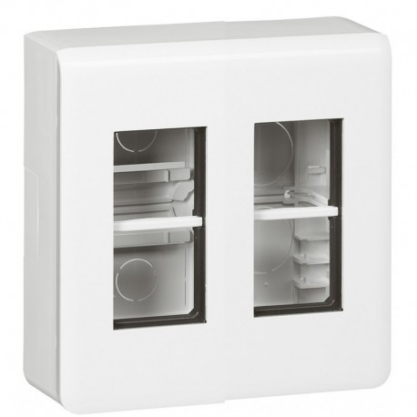 CAJA SUPERFICIE 2x4 MODULOS + MARCO + SOPORTE LEGRAND MOSAIC 078882