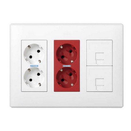 KIT PUESTO DE TRABAJO 2 BASES SCHUKO 2 SAI 2 TOMAS RJ45 SIMON 500 CIMA 51000301-030