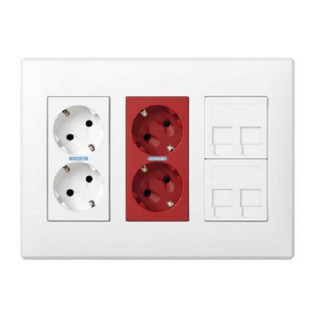 KIT PUESTO DE TRABAJO 2 BASES SCHUKO 2 SAI 4 TOMAS RJ45 SIMON 500 CIMA 51000305-030