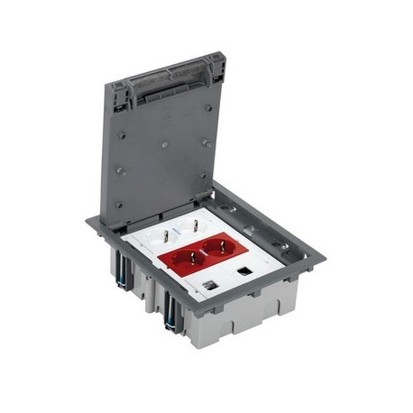 KIT PUESTO DE TRABAJO DE SUELO 2 BASES SCHUKO 2 SAI Y 2 TOMAS RJ45 SIMON 500 CIMA 52006304-030