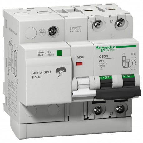PROTECTOR SOBRETENSIONES PERMANENTES 1P+N 32A SCHNEIDER 16302