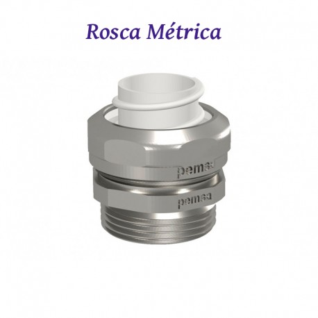 RACOR METALICO NIQUELADO ROSCA METRICA PARA TUBOS METALICOS
