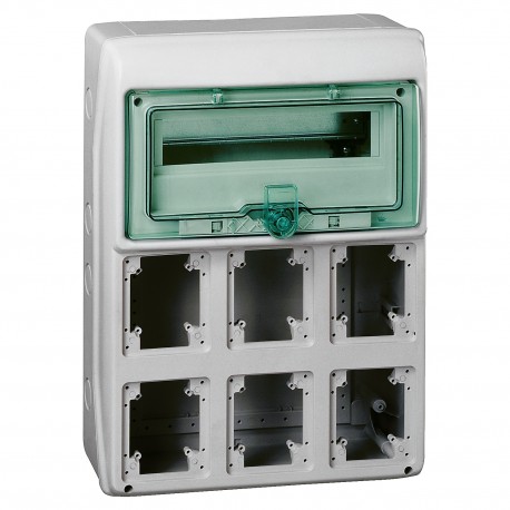 CAJA PARA 6 TOMAS INDUSTRIALES Y 13 MODULOS SCHNEIDER 13181