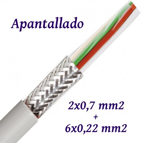 CABLE APANTALLADO 2X0,7 + 6X0,22 MM2 LIBRE DE HALOGENOS - POR METROS