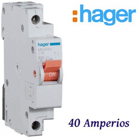 AUTOMATICO MAGNETOTERMICO 1 MODULO 1+N 40A HAGER MN940V