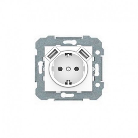 BASE SCHUKO BLANCA CON TOMAS USB BJC VIVA 23526-USB