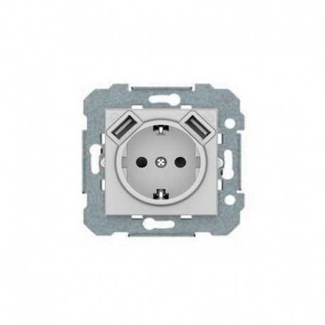 BASE SCHUKO PLATA CON TOMAS USB DE 2.4A BJC VIVA 23526-USB-PL